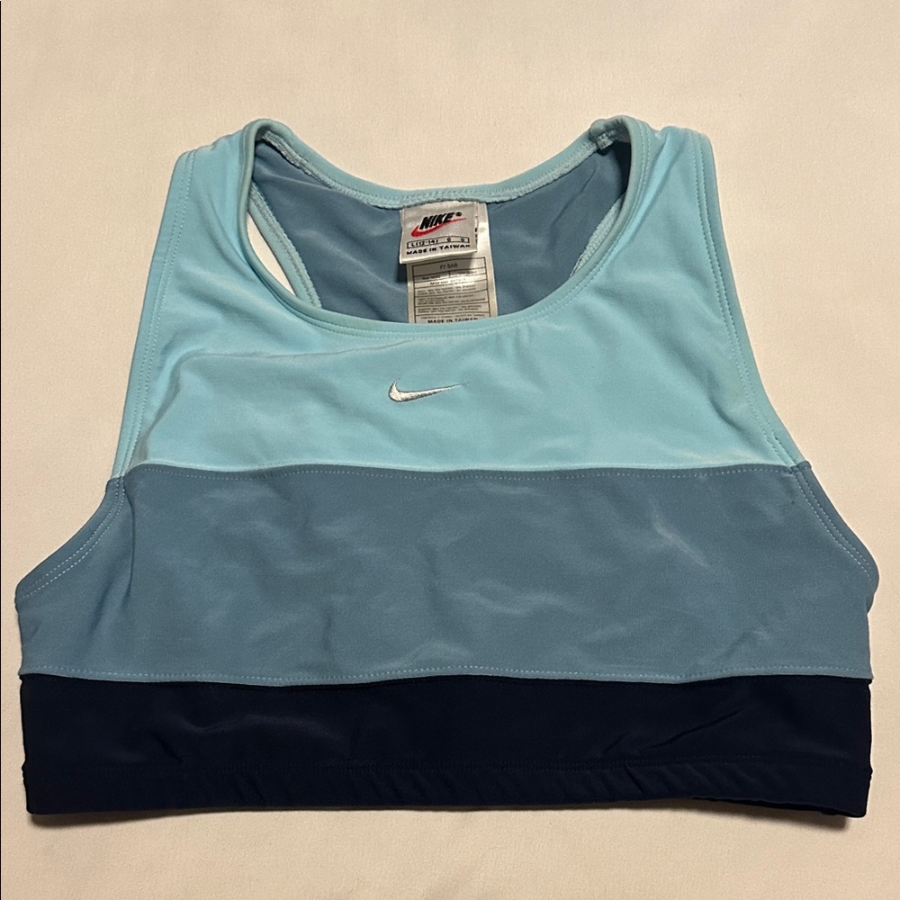 Nike Dri Fit Women's Tri-Tone Sports Bra - Light Blue, Blue, Navy